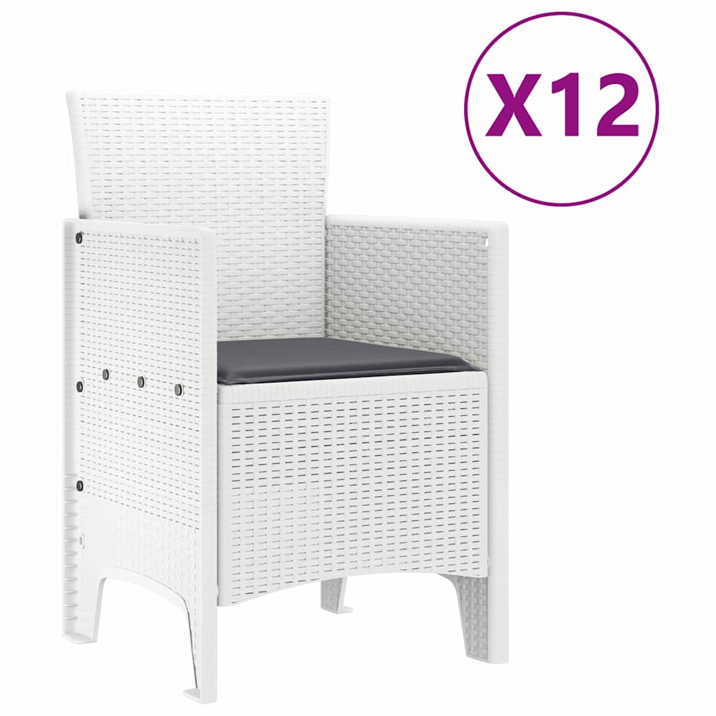 Vrtni set za objed 13 pcs Bijelo Sintetički ratan i Metal