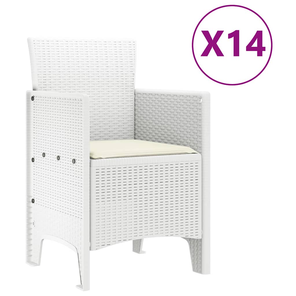Vrtni set za objed 15 kom. Bijelo Polt ratan