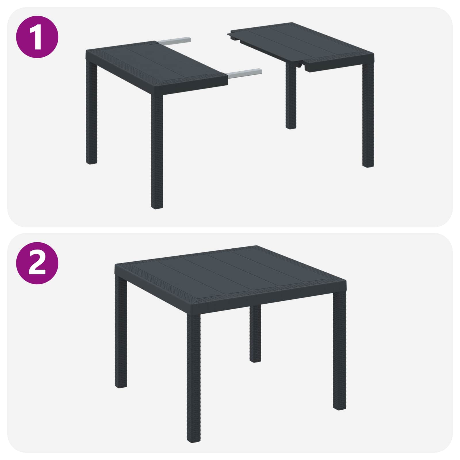 Vrtni set za objed 3 pcs Antracit Polipropilen