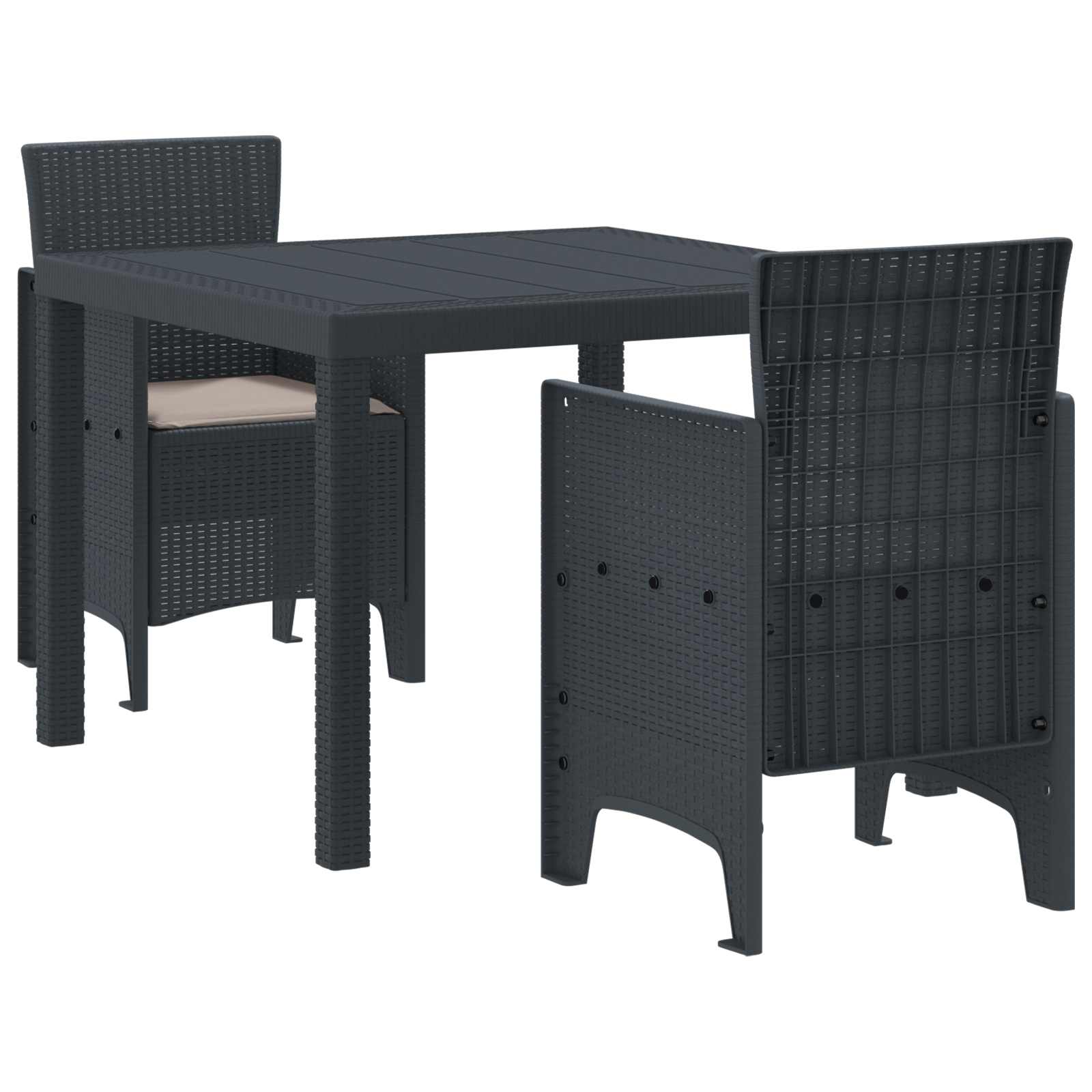 Vrtni set za objed 3 pcs Antracit Polipropilen
