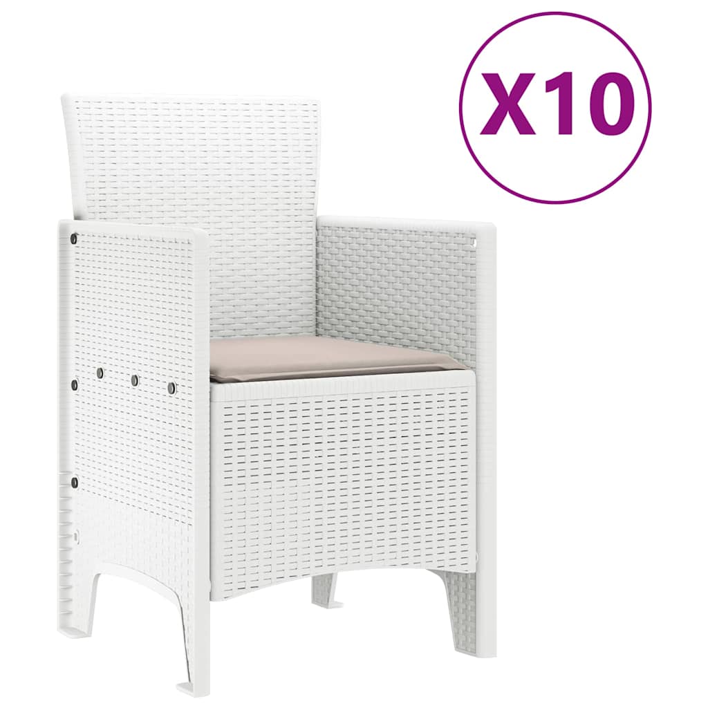 Vrtni set za objed 11 pcs Bijela i Taupe Sintetički ratan