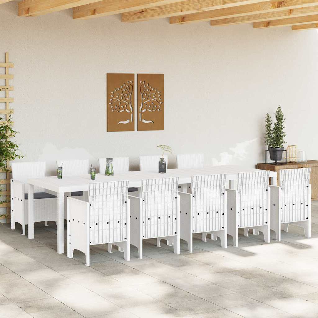 Vrtni set za objed 11 pcs Bijelo Poli ratan i Aluminij