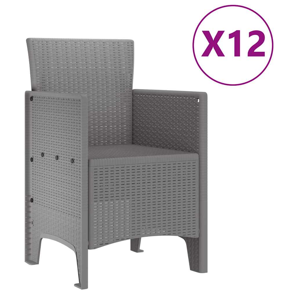 Vrtni set za objed 13 pcs Svjetlosiva Polt ratan