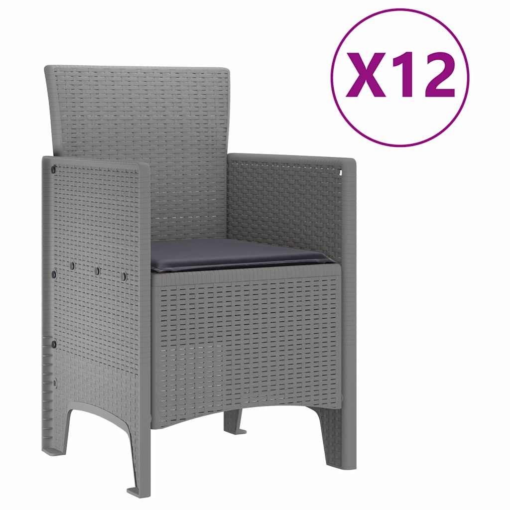 Vrtni set za objed 13 pcs Svjetlosiva Antracit jastučić