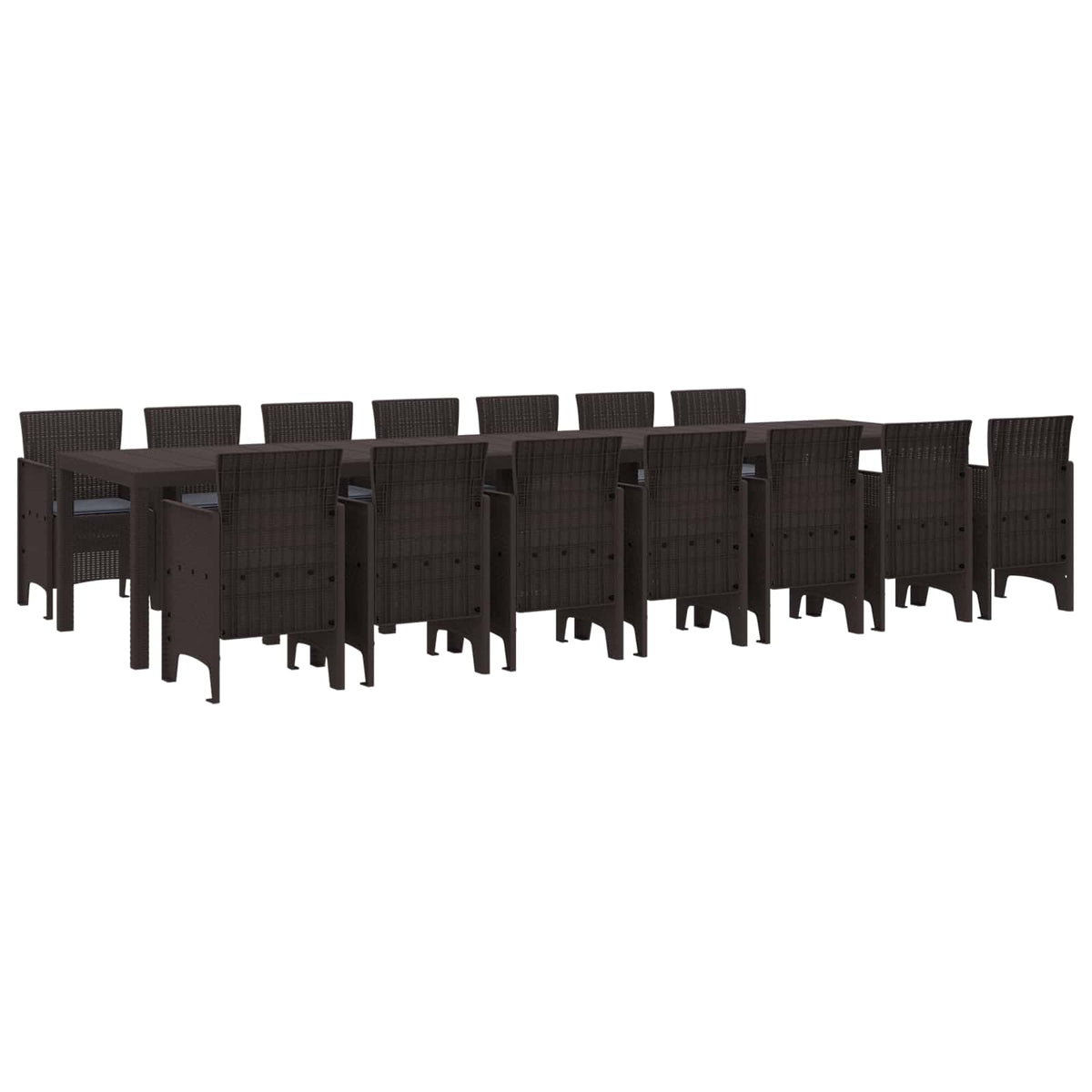 Vrtni trpezarijski set s jastucima s jastukom 15 pcs Smeđa PP