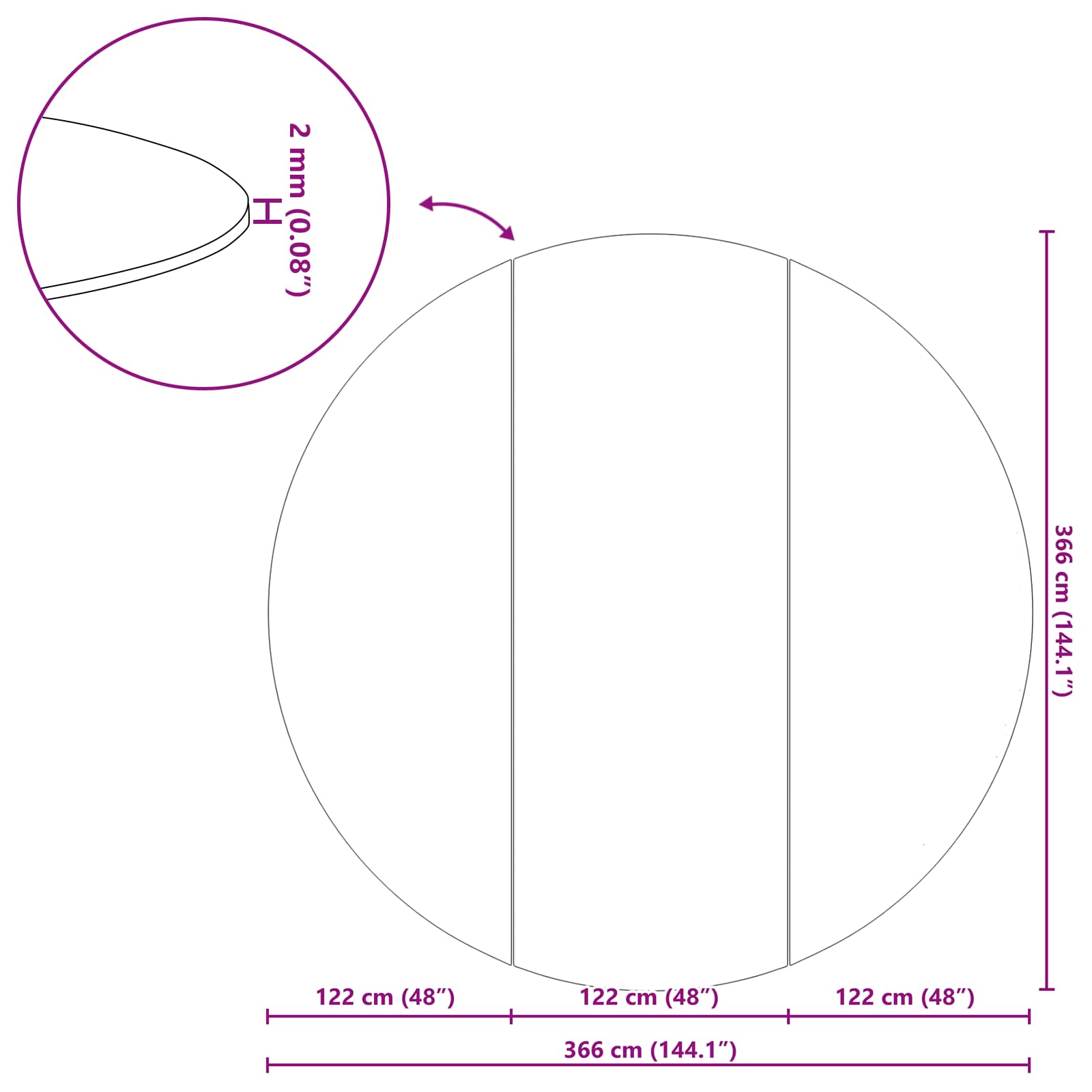 Podni sheet za bazen Crna Ø 366 cm Neslojno platno