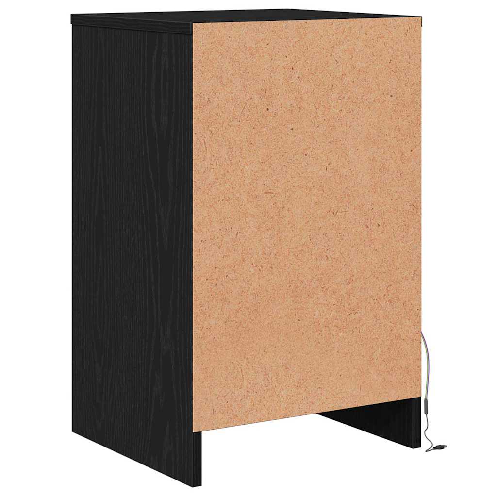 LED noćni ormarić s ladicama 2 pcs Crni hrast 38 x 34 x 61 cm