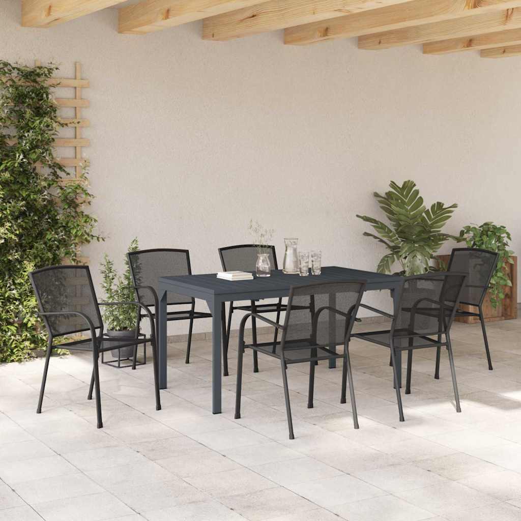 Vrtni set za objed 7 pcs Antracit Čelik s prahom