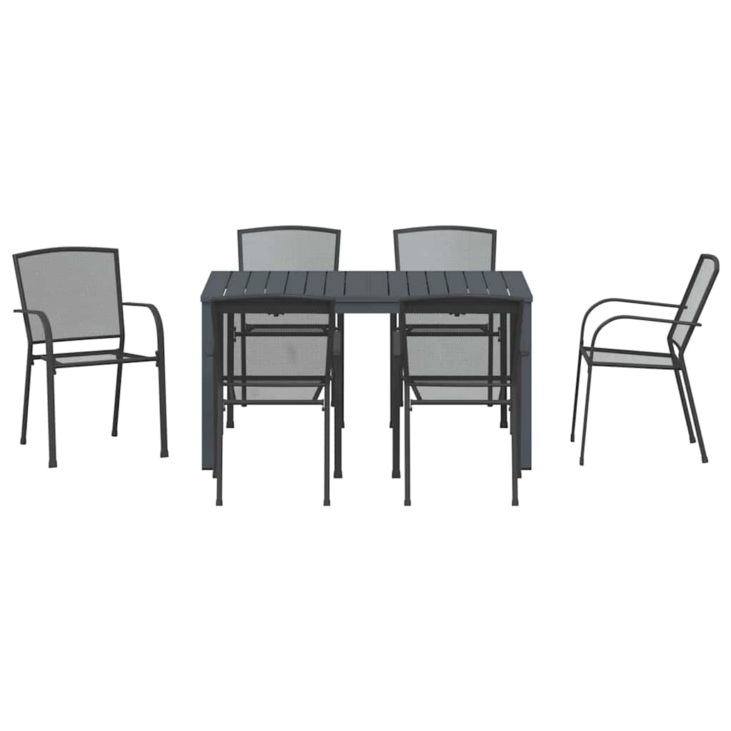 Vrtni set za objed 7 pcs Antracit Čelik s prahom