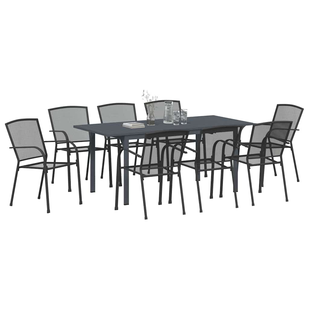 Vrtni set za objed 9 pcs Antracit Čelik s prahom