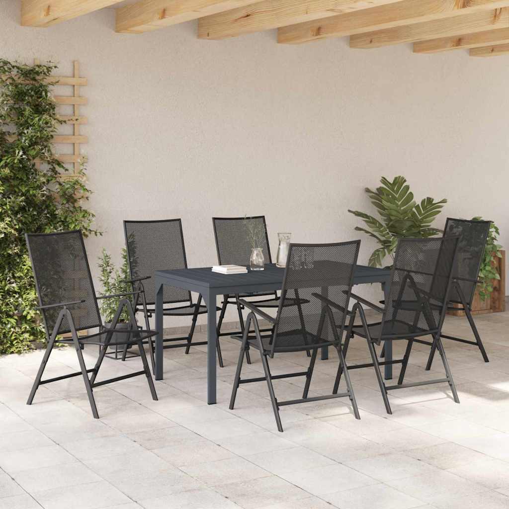 Vrtni set za objed 7 pcs Antracit Čelik s prahom