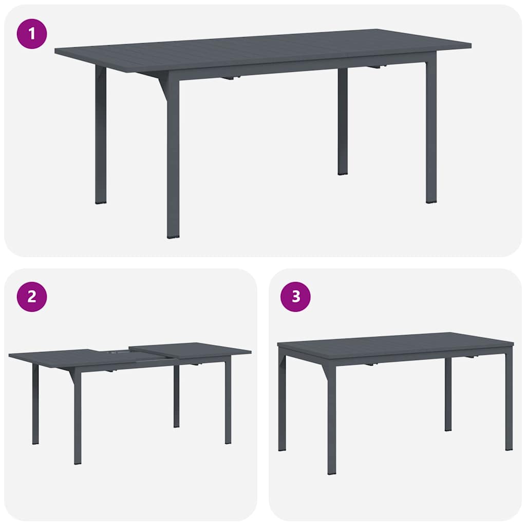 Vrtni set za objed 7 pcs Antracit Čelik s prahom