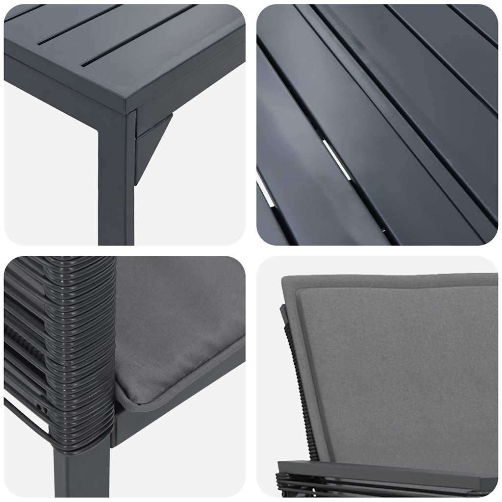 Vrtni set za objed 7 pcs Antracit poliratan