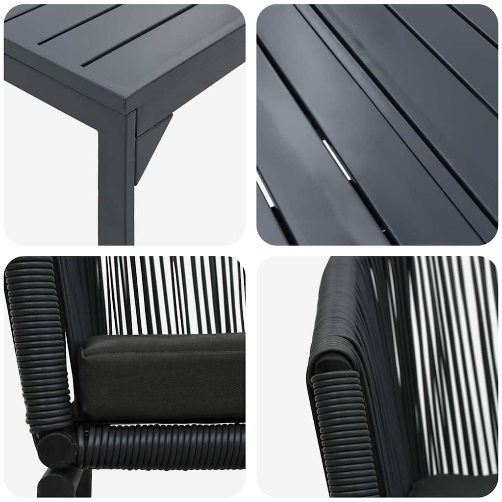 Vrtni set za objed 7 pcs Crna poliratan