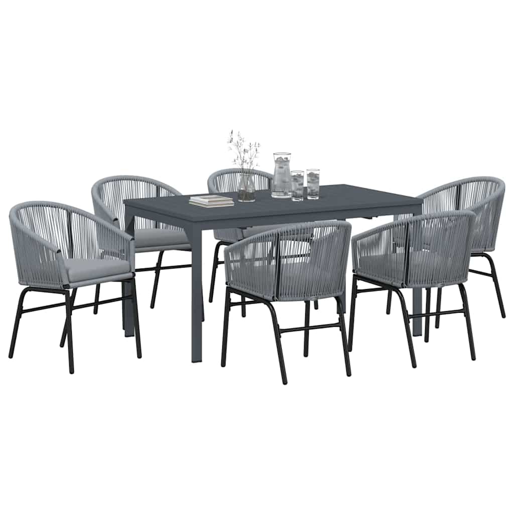 Vrtni set za objed 7 kom. Siva poliratan 180 x 80 x 74 cm