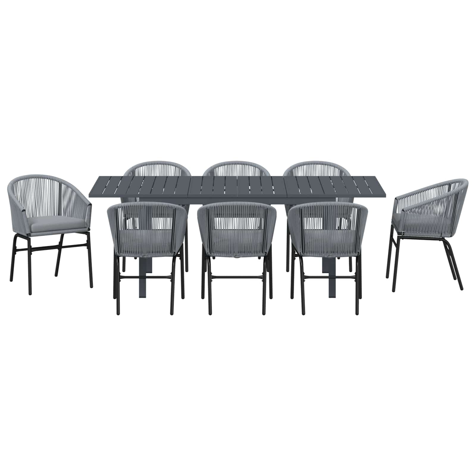 Vrtni set za objed 9 pcs Siva poliratan