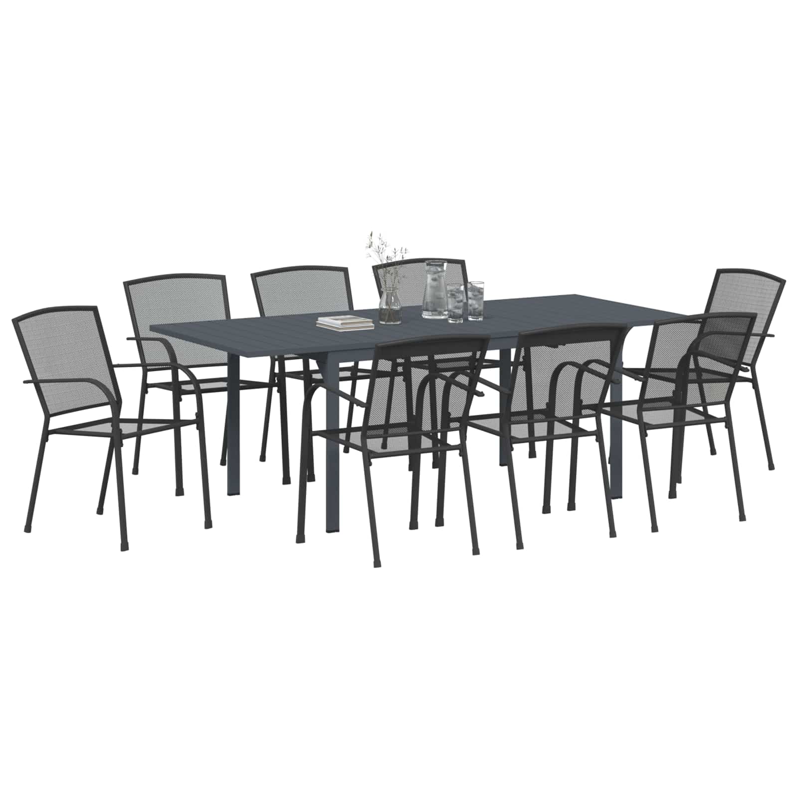Vrtni set za objed 9 pcs Antracit Čelik