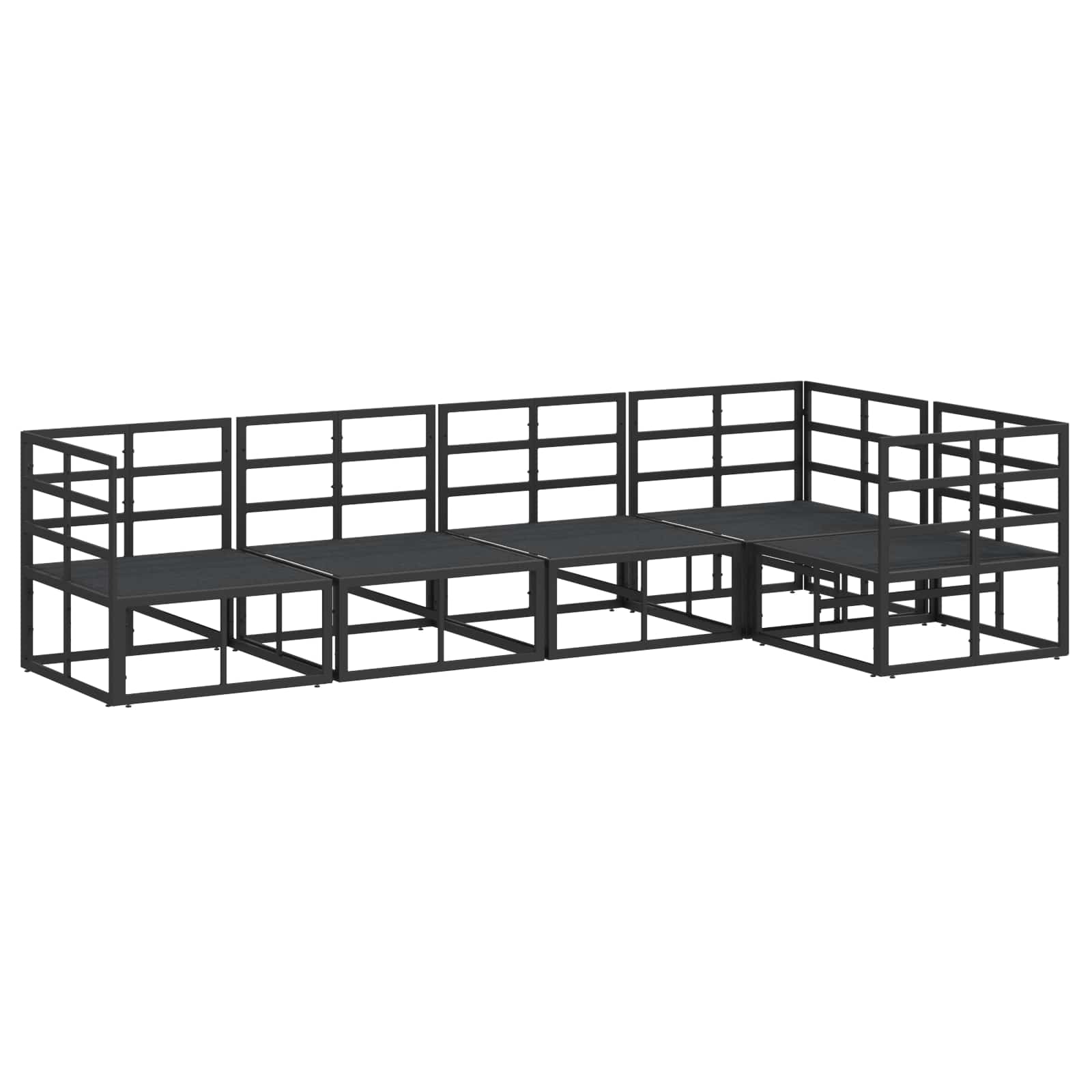 Sjedeća garnitura za vrt s jastukom 5 pcs Crna Aluminij