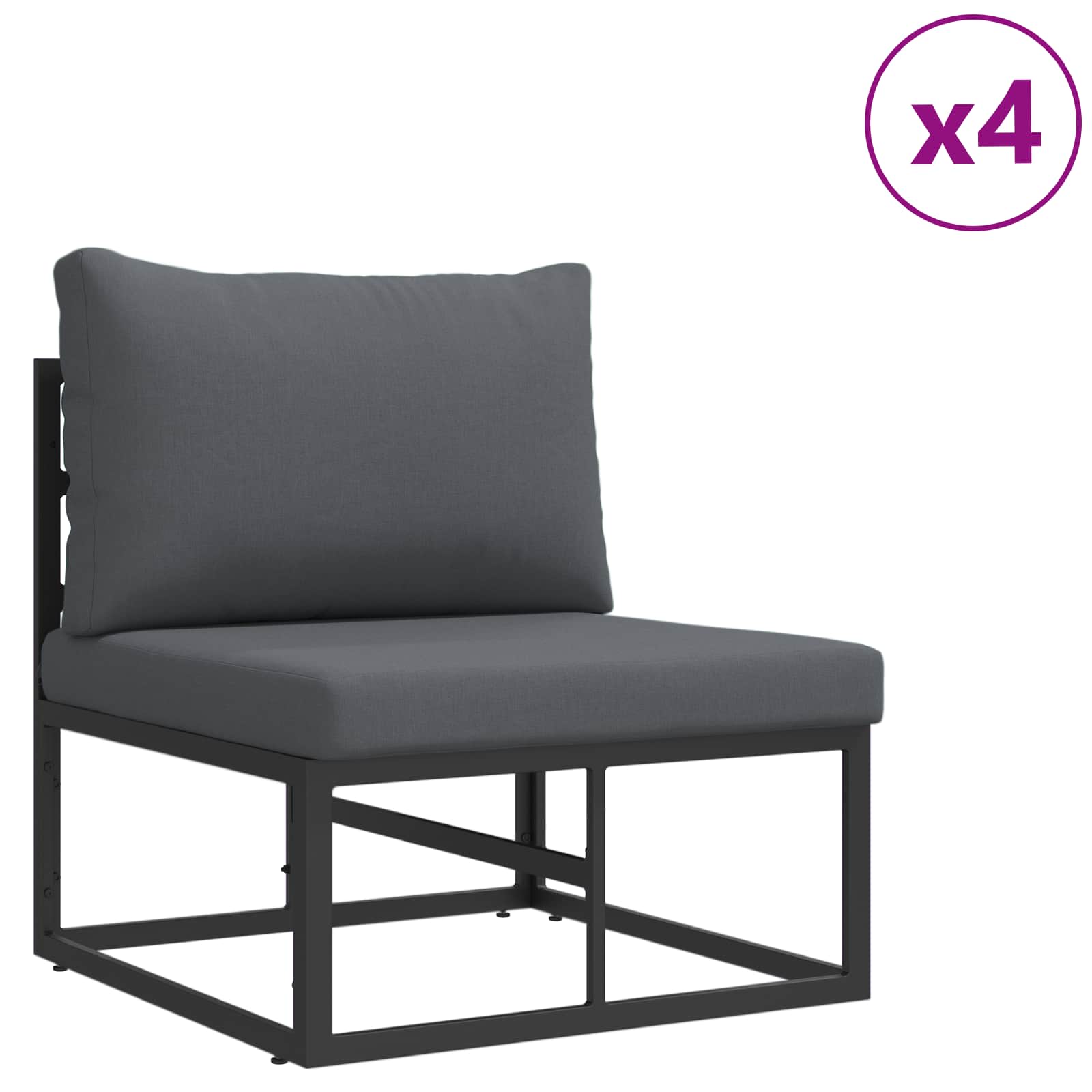 Sjedeća garnitura za vrt s jastukom 10 pcs Crna Aluminij