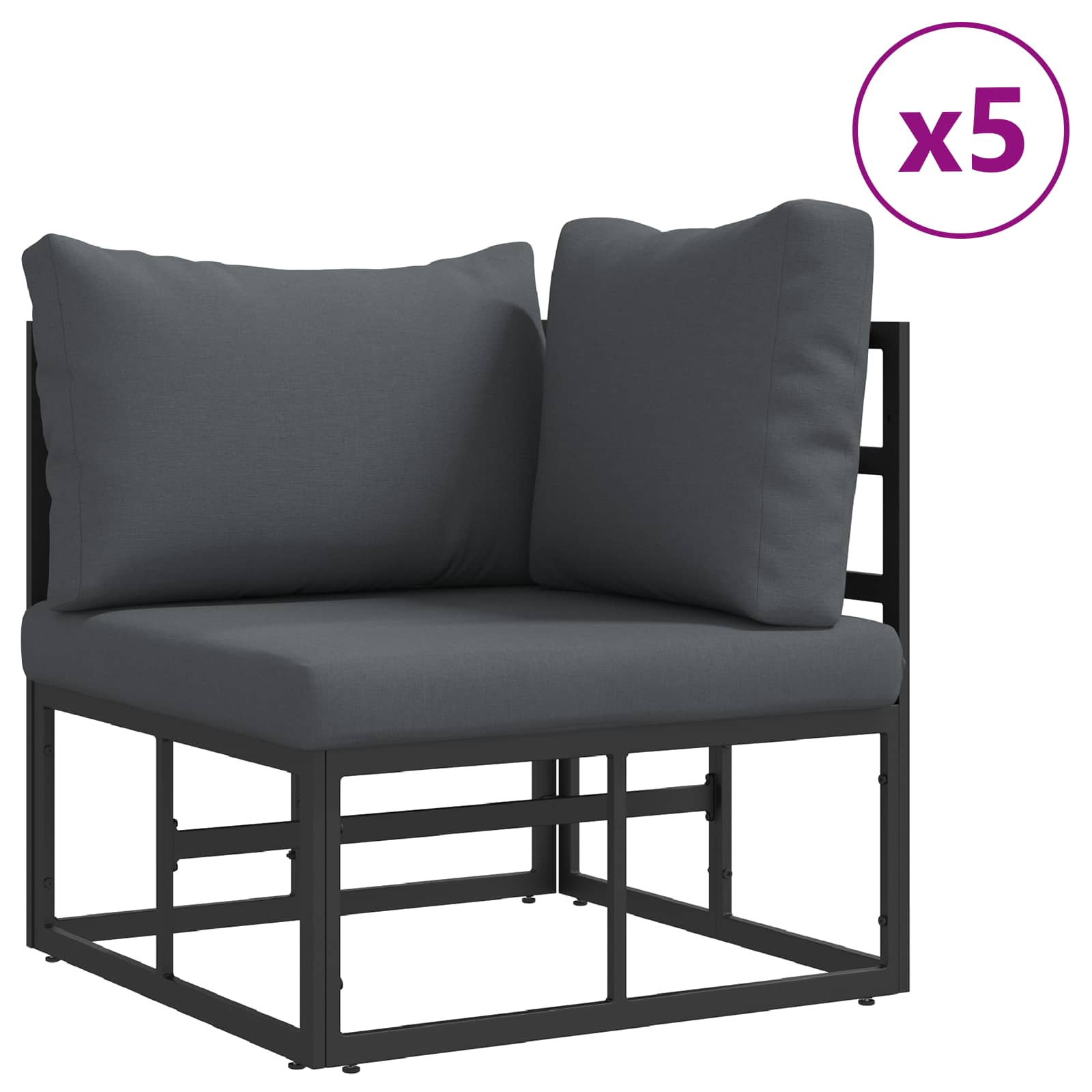 Sjedeća garnitura za vrt s jastukom 11 pcs Crna Aluminij
