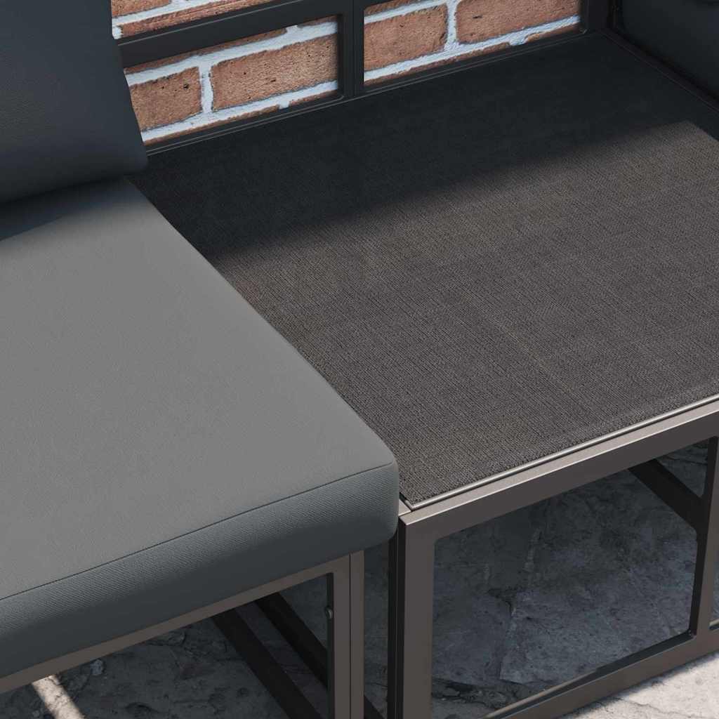 Sjedeća garnitura za vrt s jastukom 12 pcs Crna Aluminij