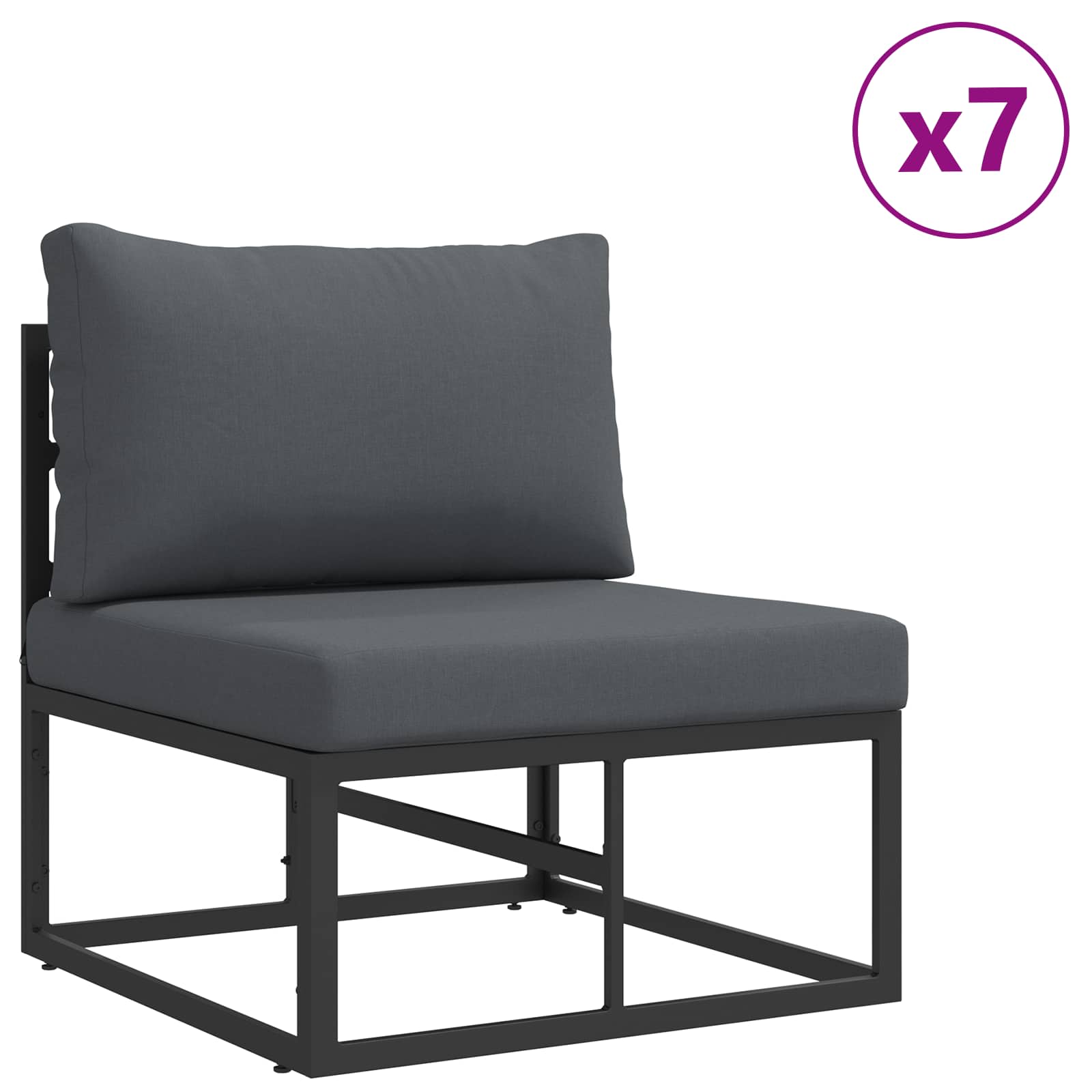 Sjedeća garnitura za vrt s jastukom 9 pcs Crna Aluminij