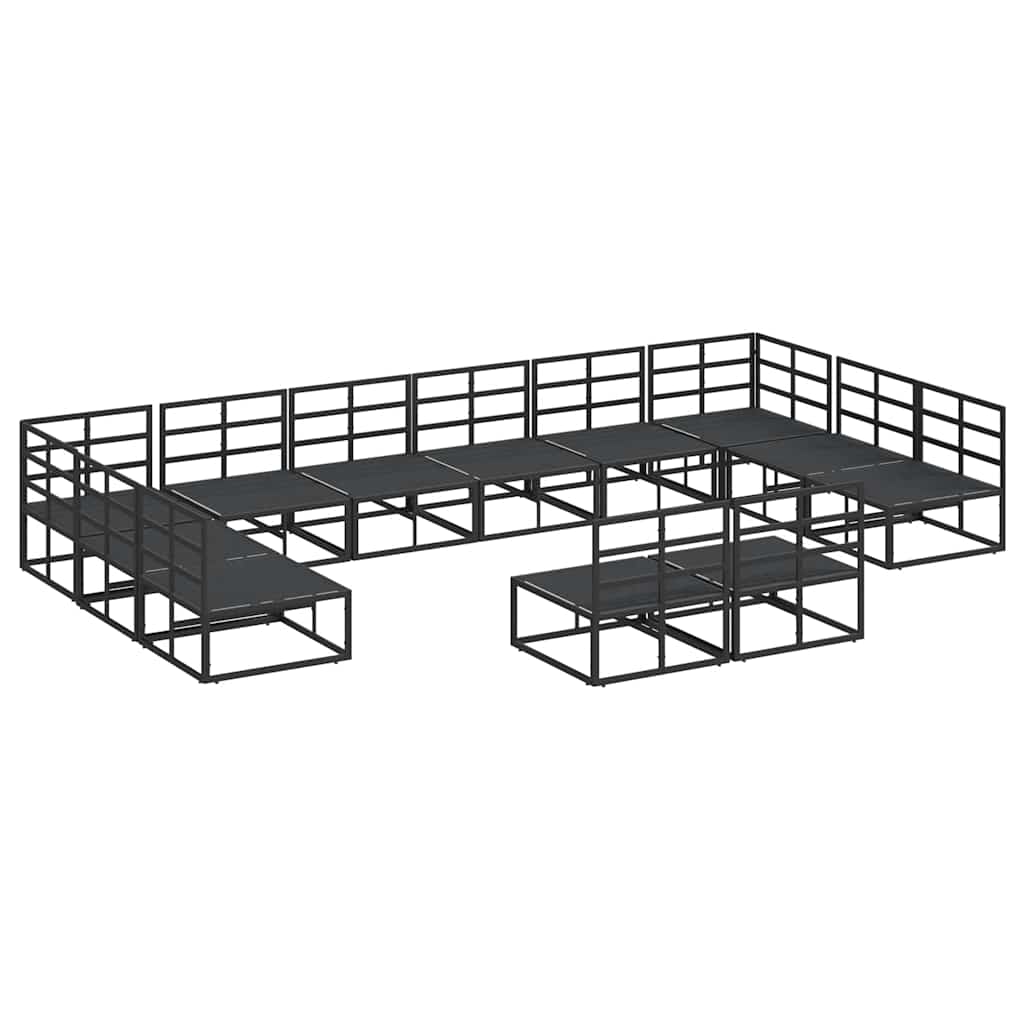Sjedeća garnitura za vrt s jastukom 12 pcs Crna Aluminij