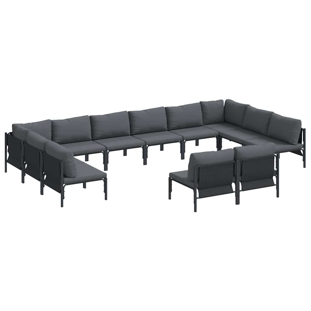 Sjedeća garnitura za vrt s jastukom 12 pcs Crna Čelik