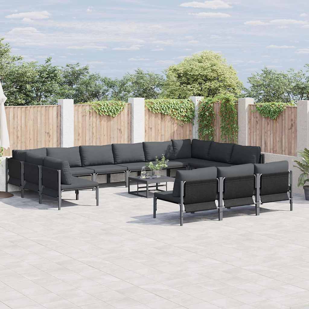 Sjedeća garnitura za vrt s jastukom 13 pcs Crna Čelik