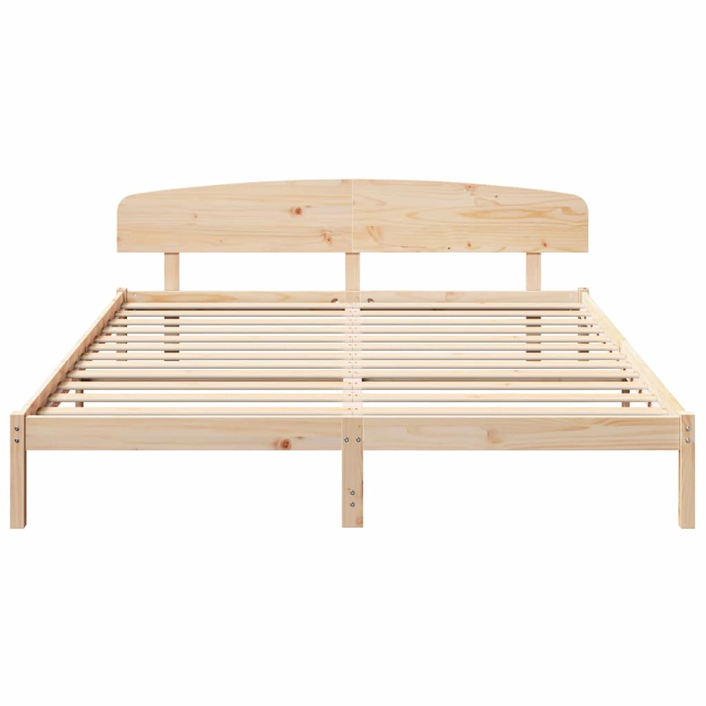 Krevetna konstrukcija Prirodna 200 x 200 cm Čvrsto borovo drvo