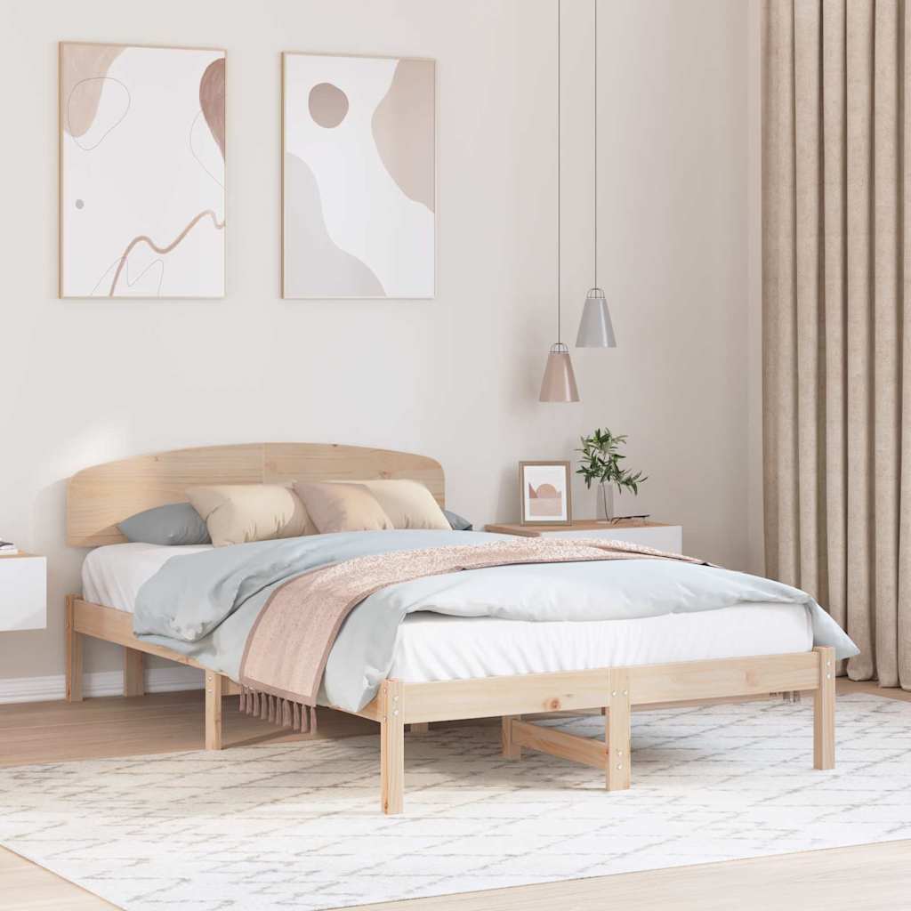 Krevetna konstrukcija Prirodna 135 x 190 cm Čvrsto borovo drvo