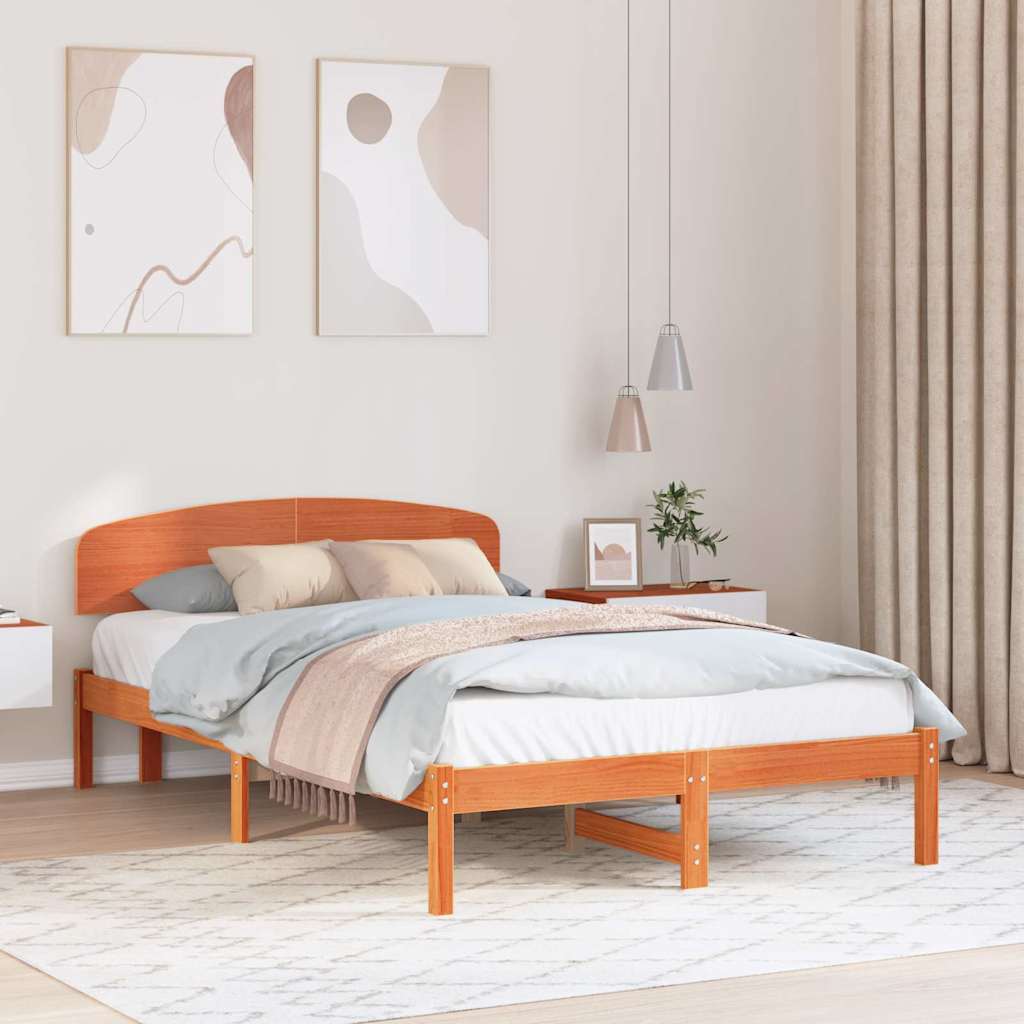 Krevetna konstrukcija s uzglavljem Vosak smeđa 135 x 190 cm