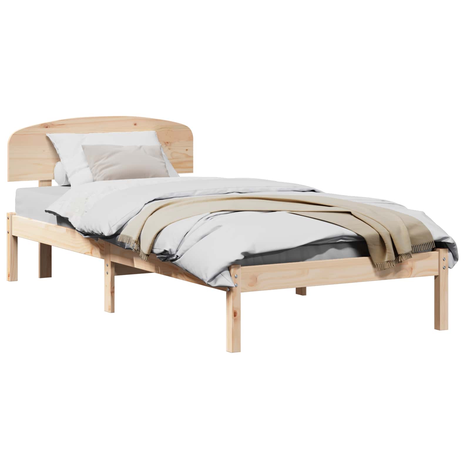 Krevetna konstrukcija Prirodna 90 x 190 cm Čvrsto borovo drvo