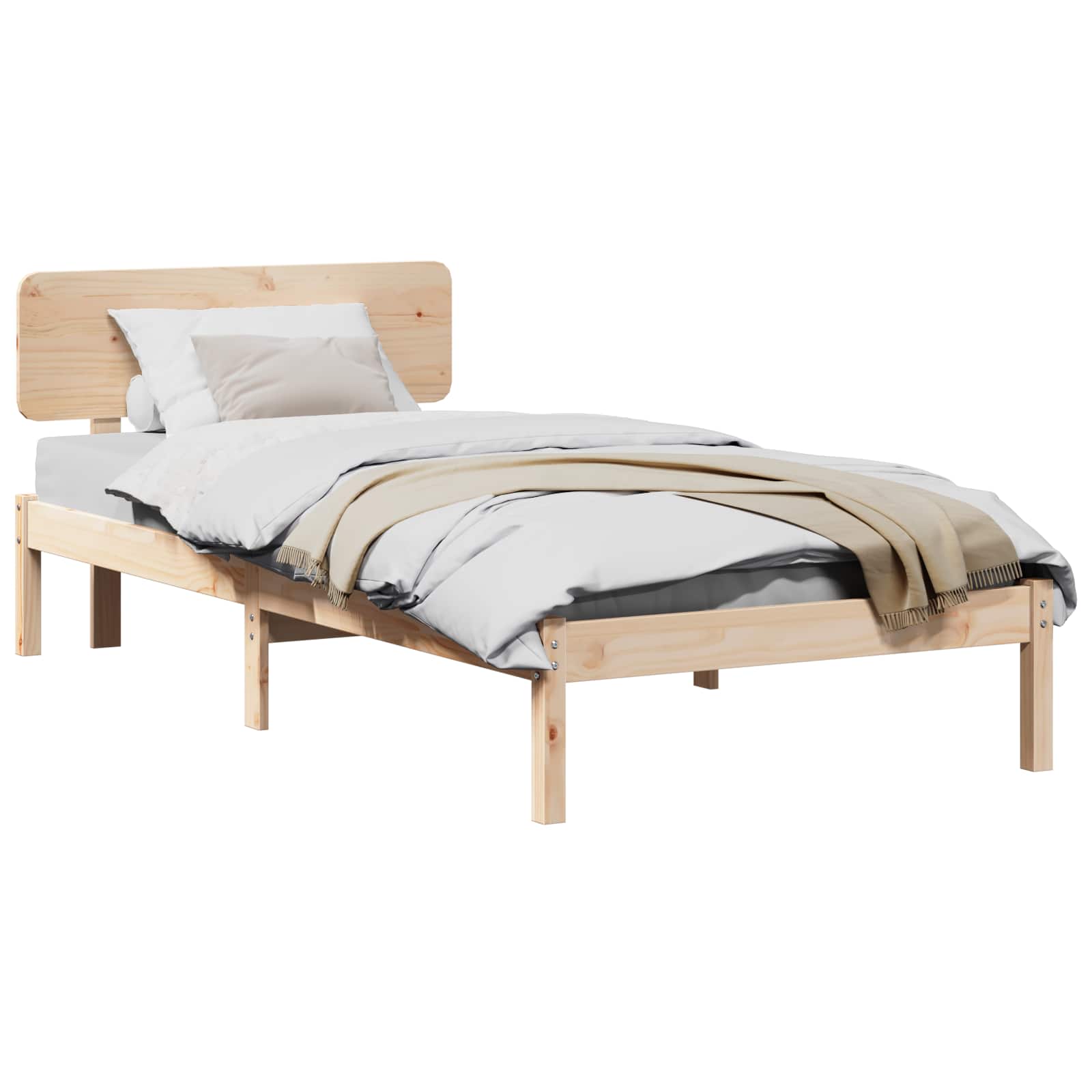 Krevetna konstrukcija Prirodna 90 x 200 cm Čvrsto borovo drvo