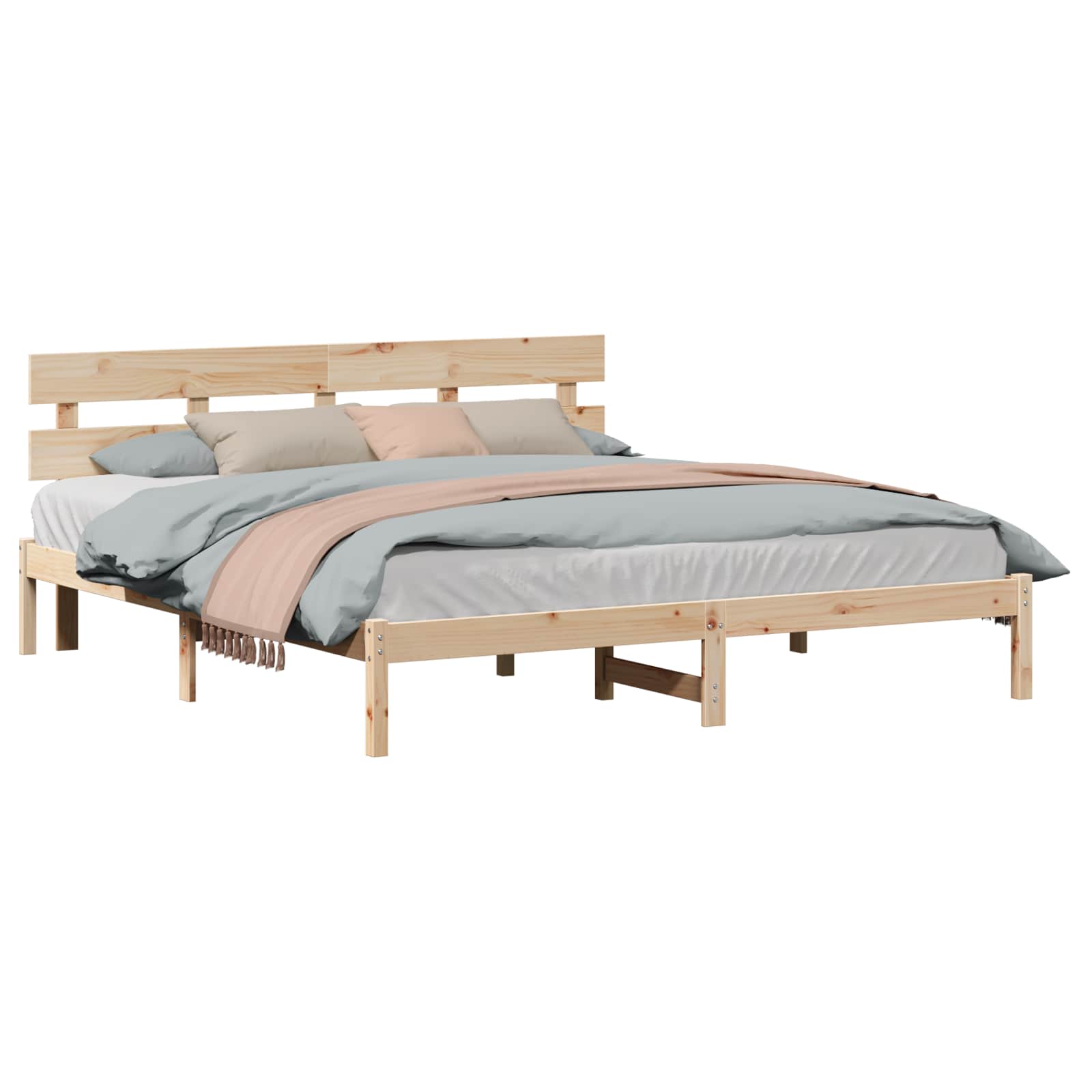 Krevetna konstrukcija Smeđa 200 x 200 cm Čvrsto borovo drvo