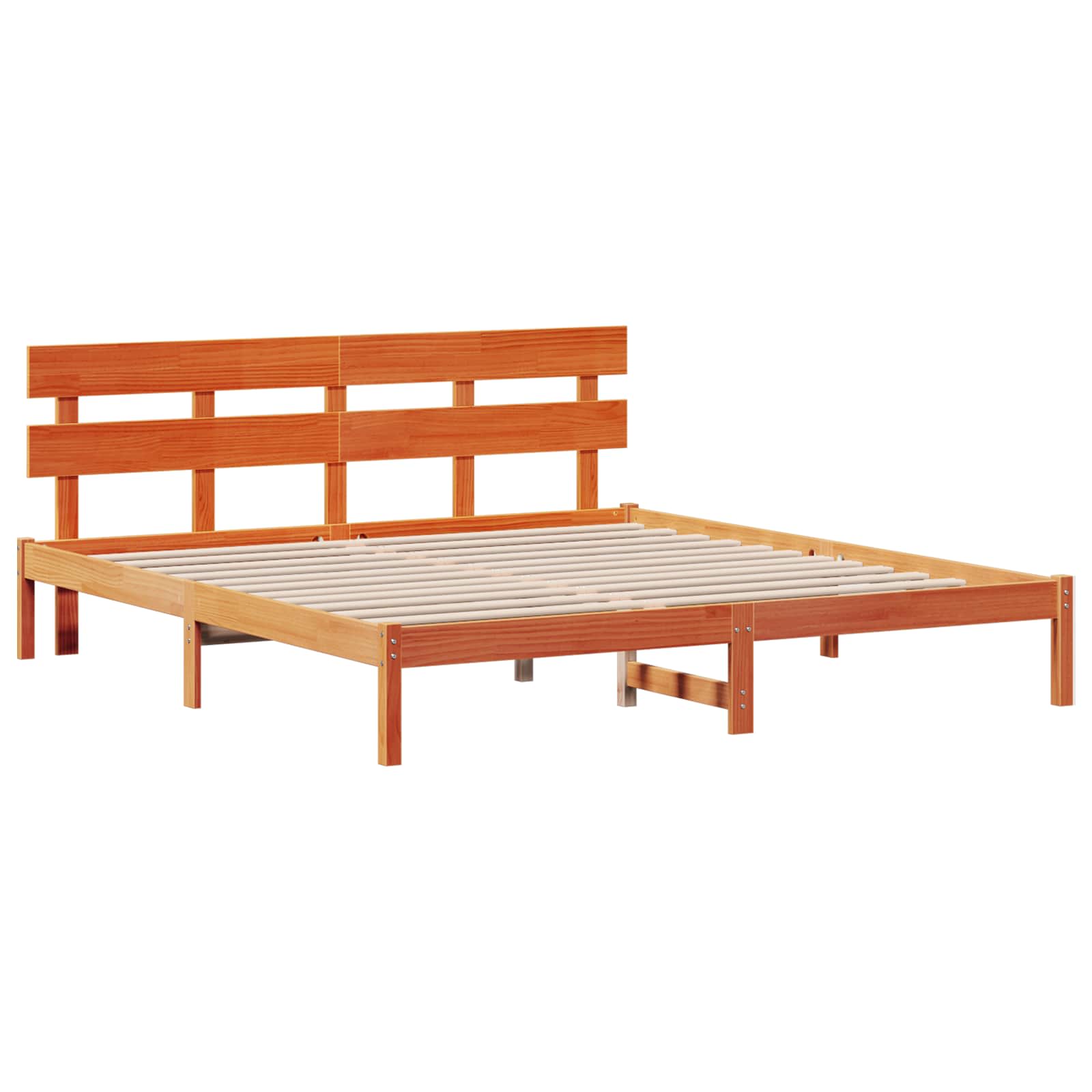 Krevetna konstrukcija Smeđa 200 x 200 cm Čvrsto borovo drvo