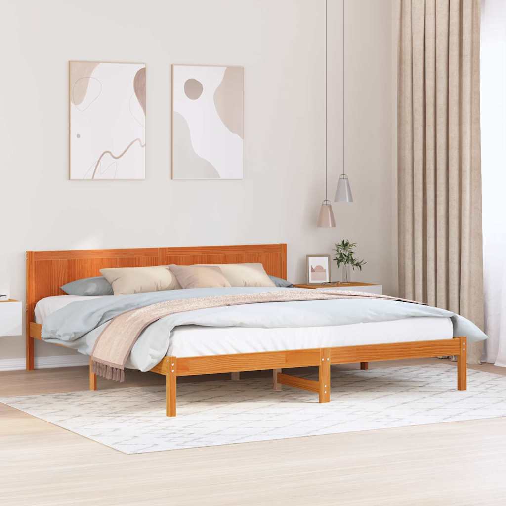 Krevetna konstrukcija Smeđa 200 x 200 cm Čvrsto borovo drvo