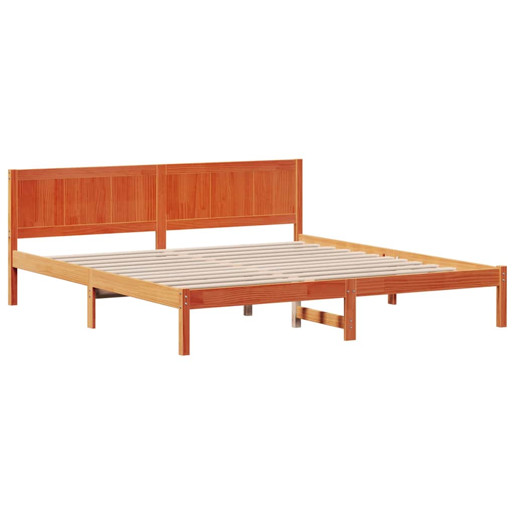 Krevetna konstrukcija Smeđa 200 x 200 cm Čvrsto borovo drvo
