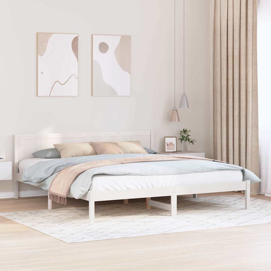 Krevetna konstrukcija Bijelo 180 x 200 cm Čvrsto borovo drvo