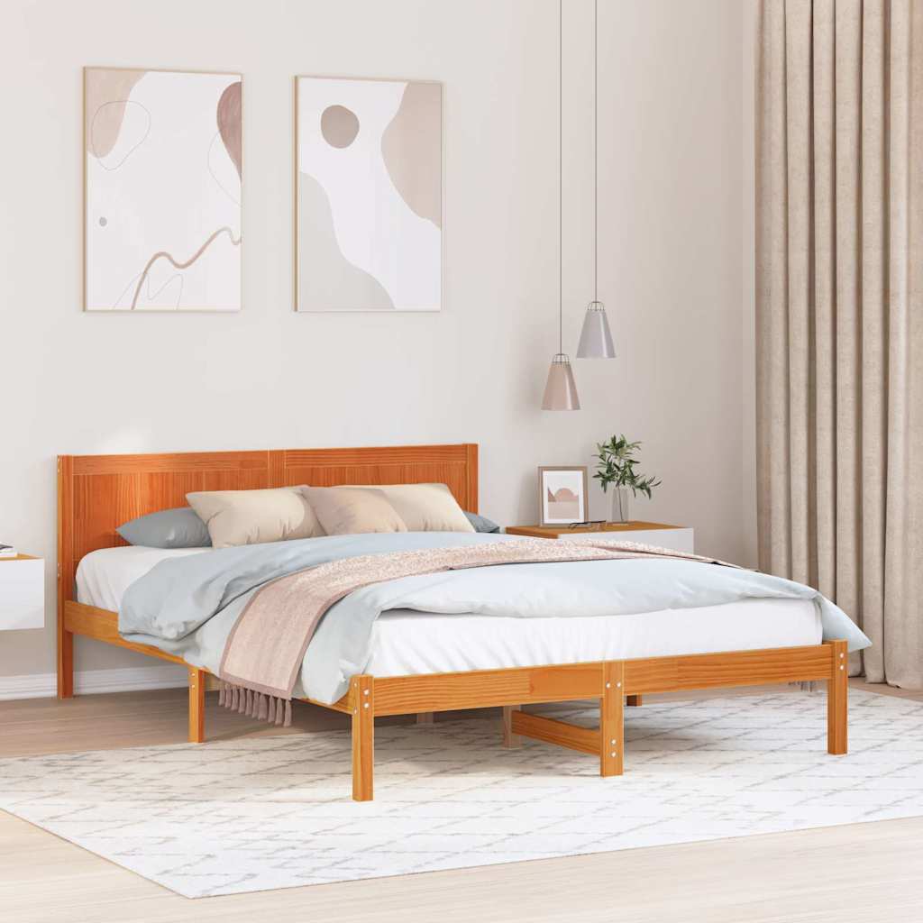 Krevetna konstrukcija Smeđa 150 x 200 cm Čvrsto borovo drvo