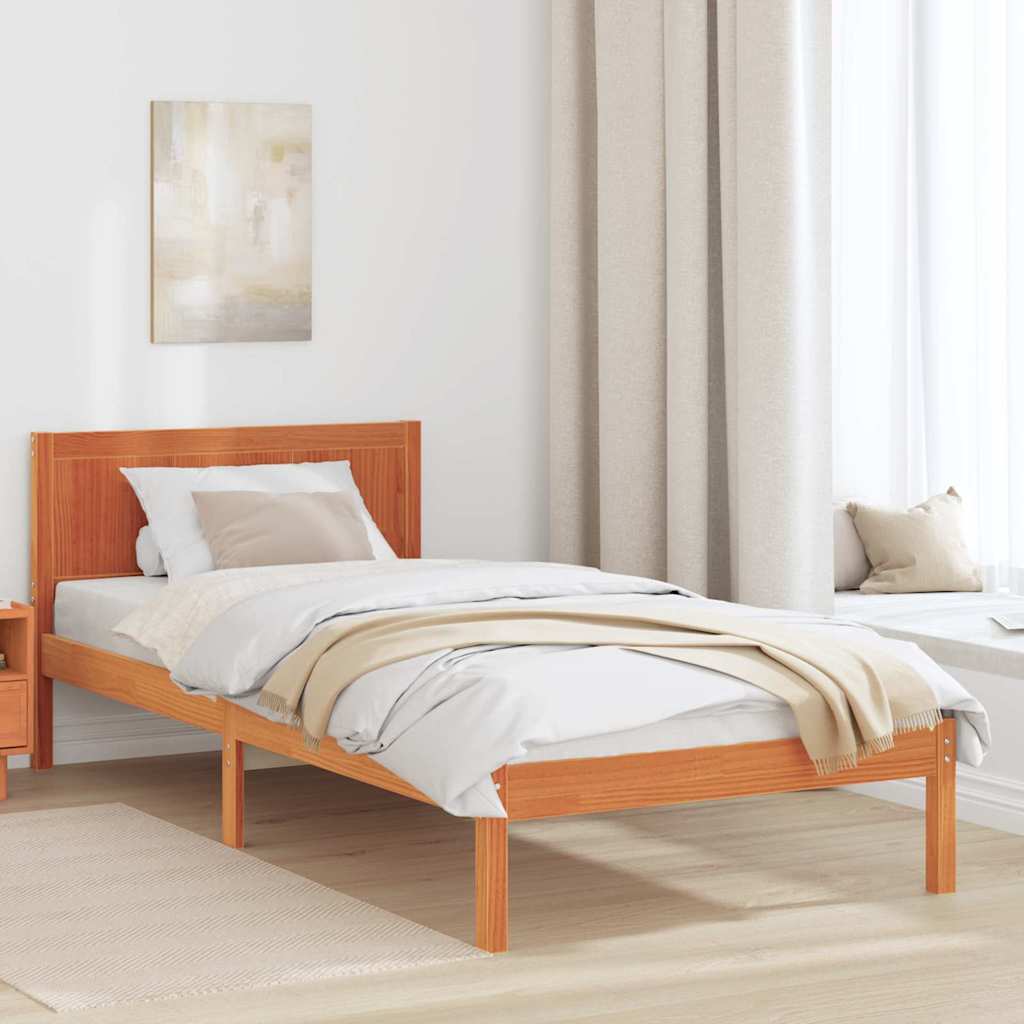 Krevetna konstrukcija Smeđa 100 x 200 cm Čvrsto borovo drvo