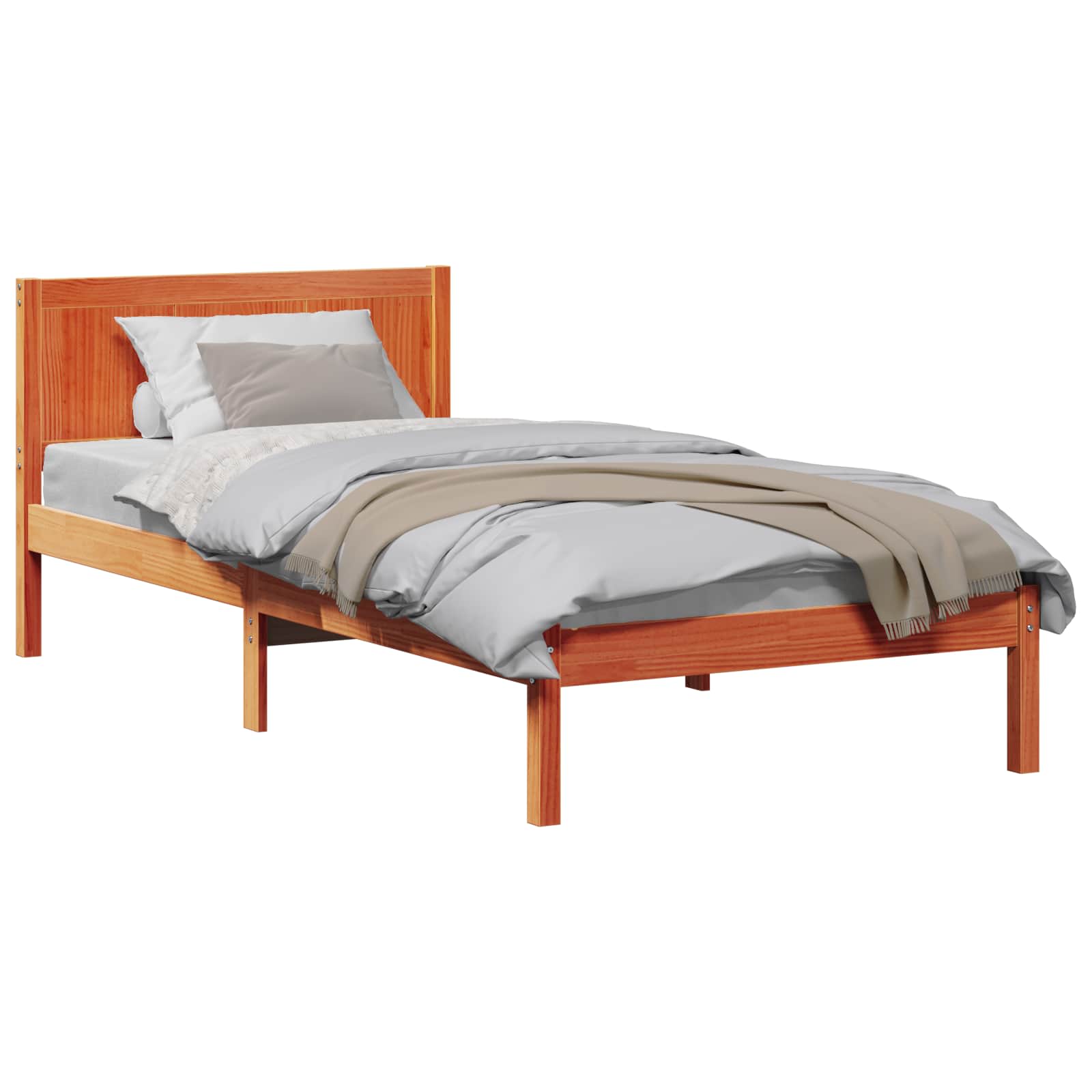 Krevetna konstrukcija Smeđa 100 x 200 cm Čvrsto borovo drvo