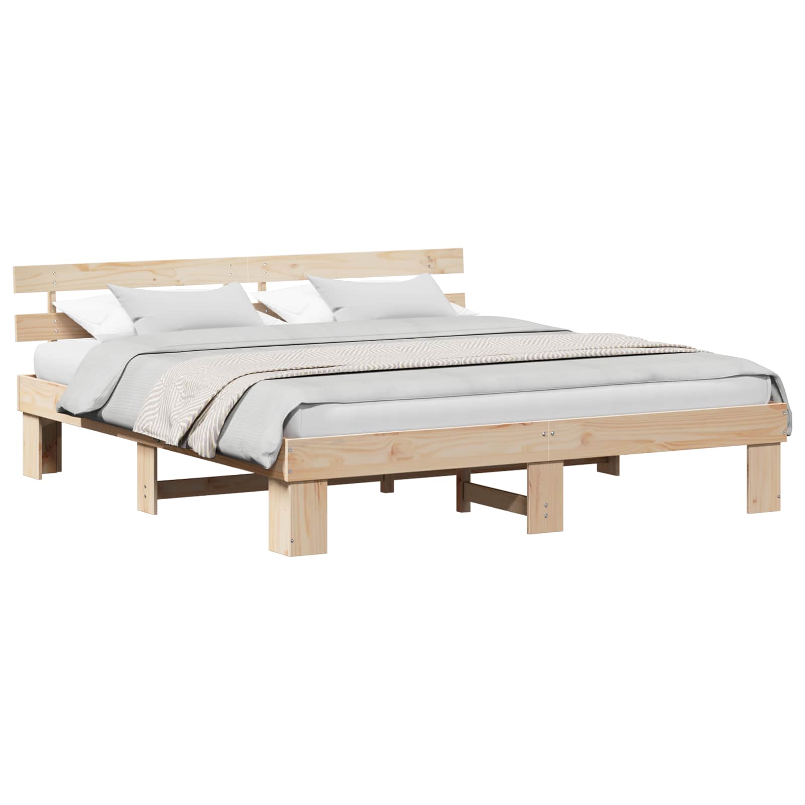 Krevetna konstrukcija Prirodna 200 x 200 cm Čvrsto borovo drvo