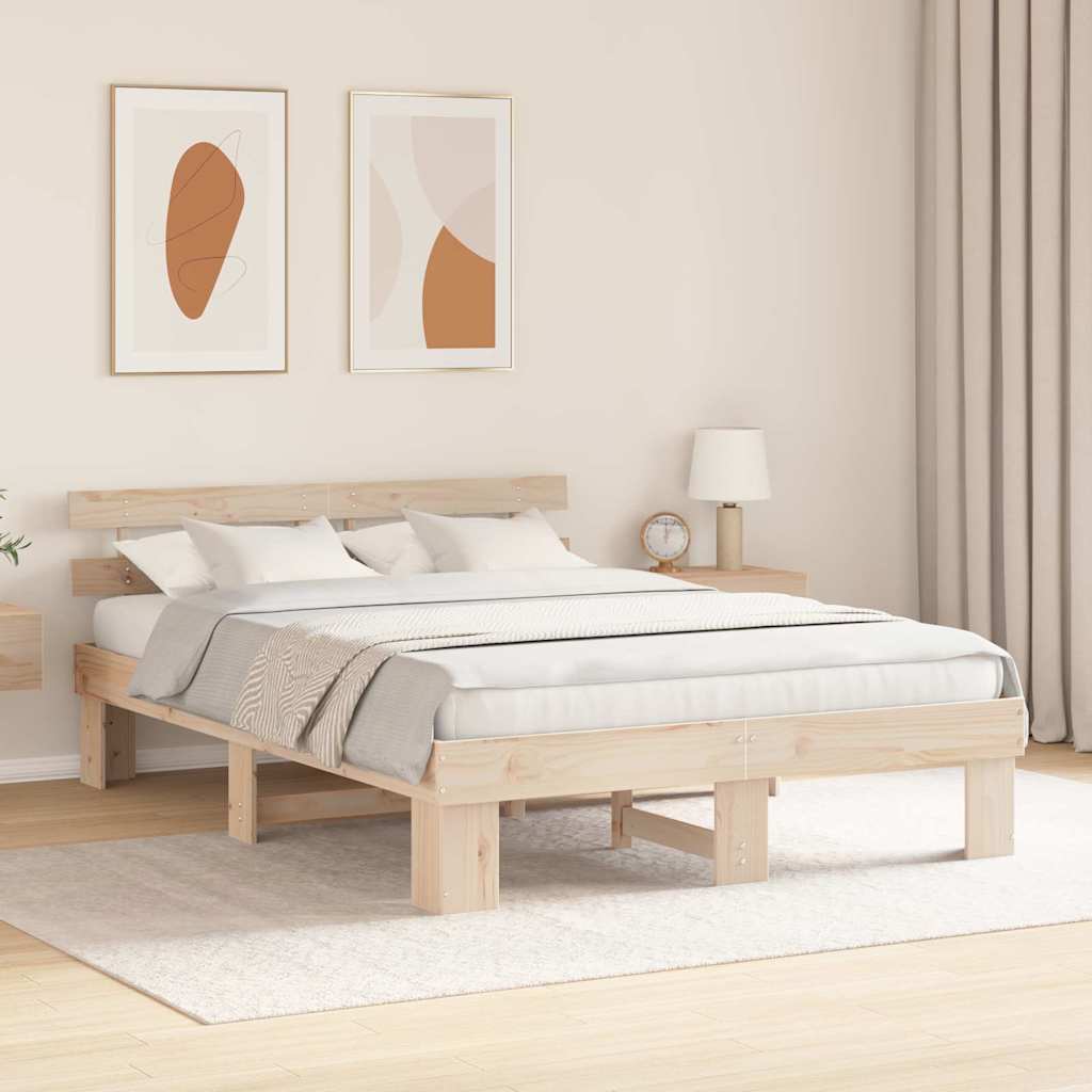 Krevetna konstrukcija Prirodna 150 x 200 cm Čvrsto borovo drvo