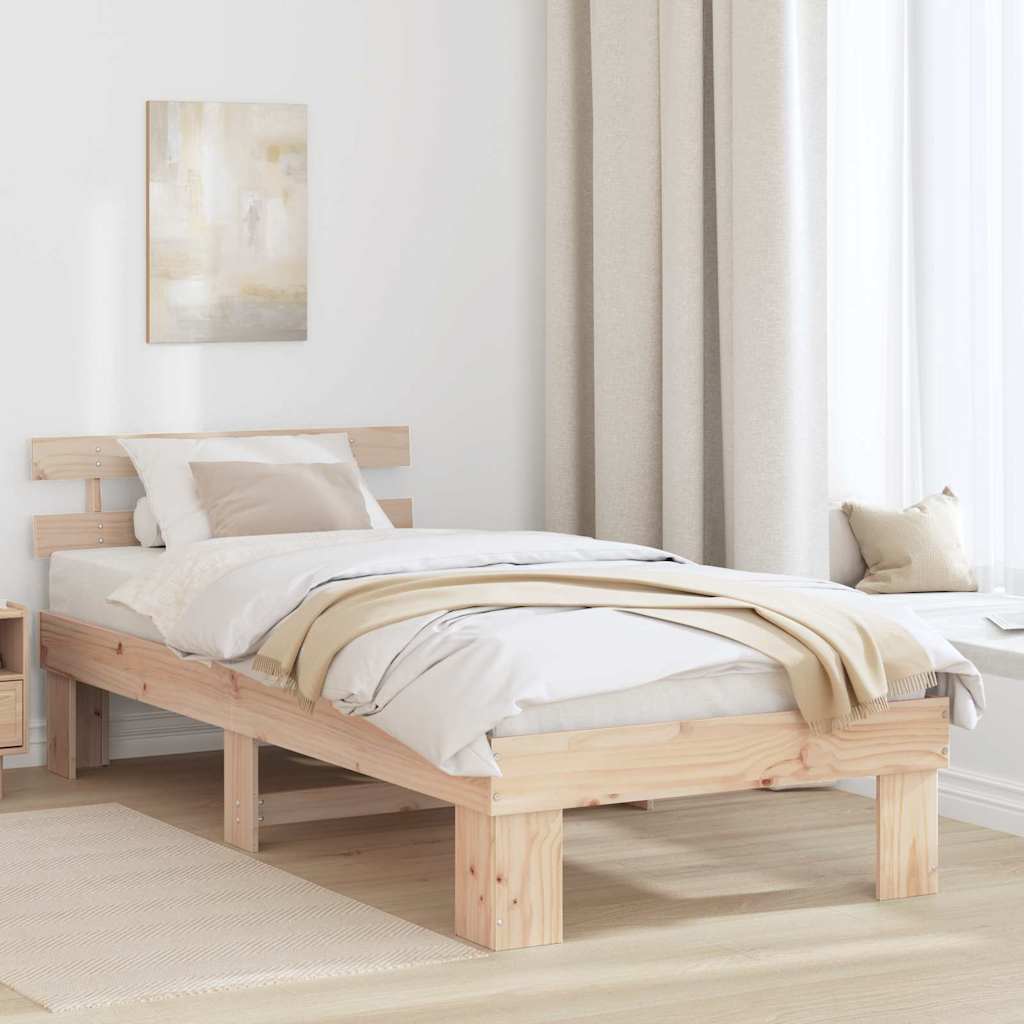 Krevetna konstrukcija Prirodna 90 x 200 cm Čvrsto borovo drvo