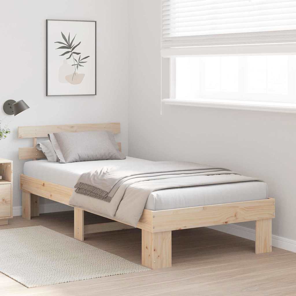 Krevetna konstrukcija Prirodna 90 x 200 cm Čvrsto borovo drvo