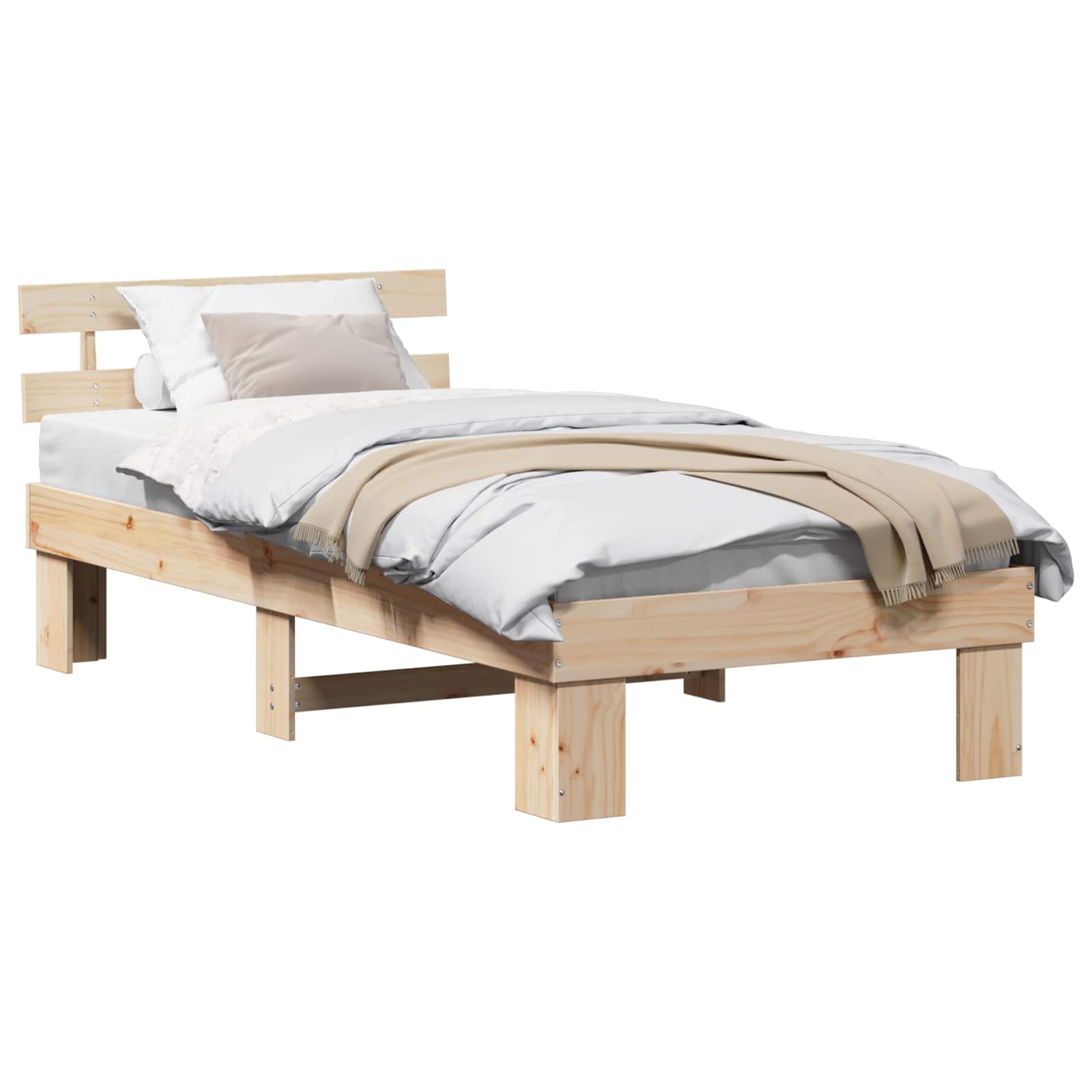 Krevetna konstrukcija Prirodna 90 x 200 cm Čvrsto borovo drvo