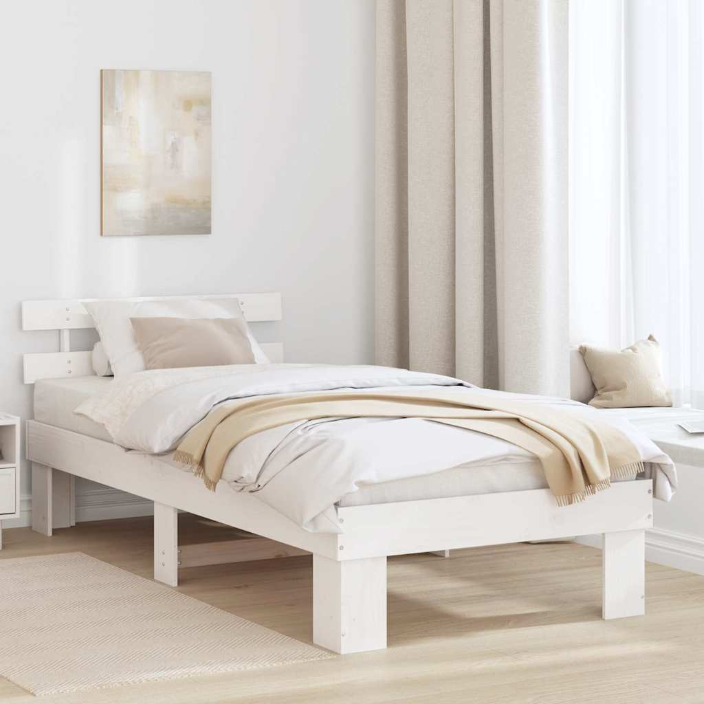 Krevetna konstrukcija Bijelo 75 x 190 cm Čvrsto borovo drvo