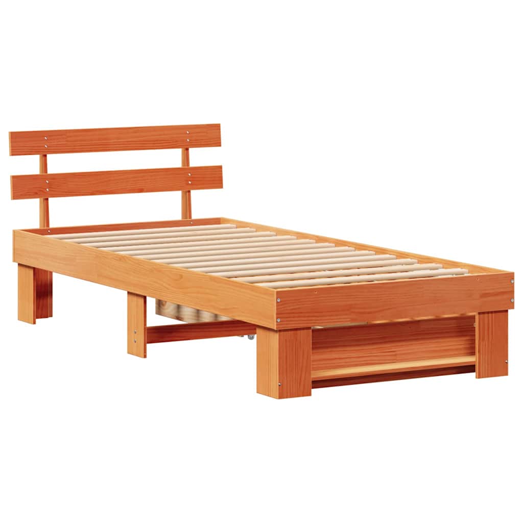 Krevetna konstrukcija s uzglavljem Vosak smeđa 90 x 200 cm
