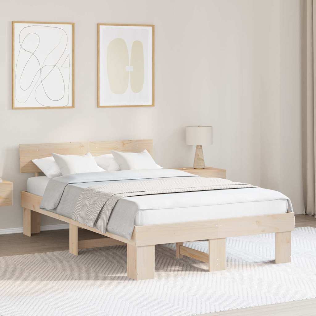 Krevetna konstrukcija Prirodna 135 x 190 cm Čvrsto borovo drvo